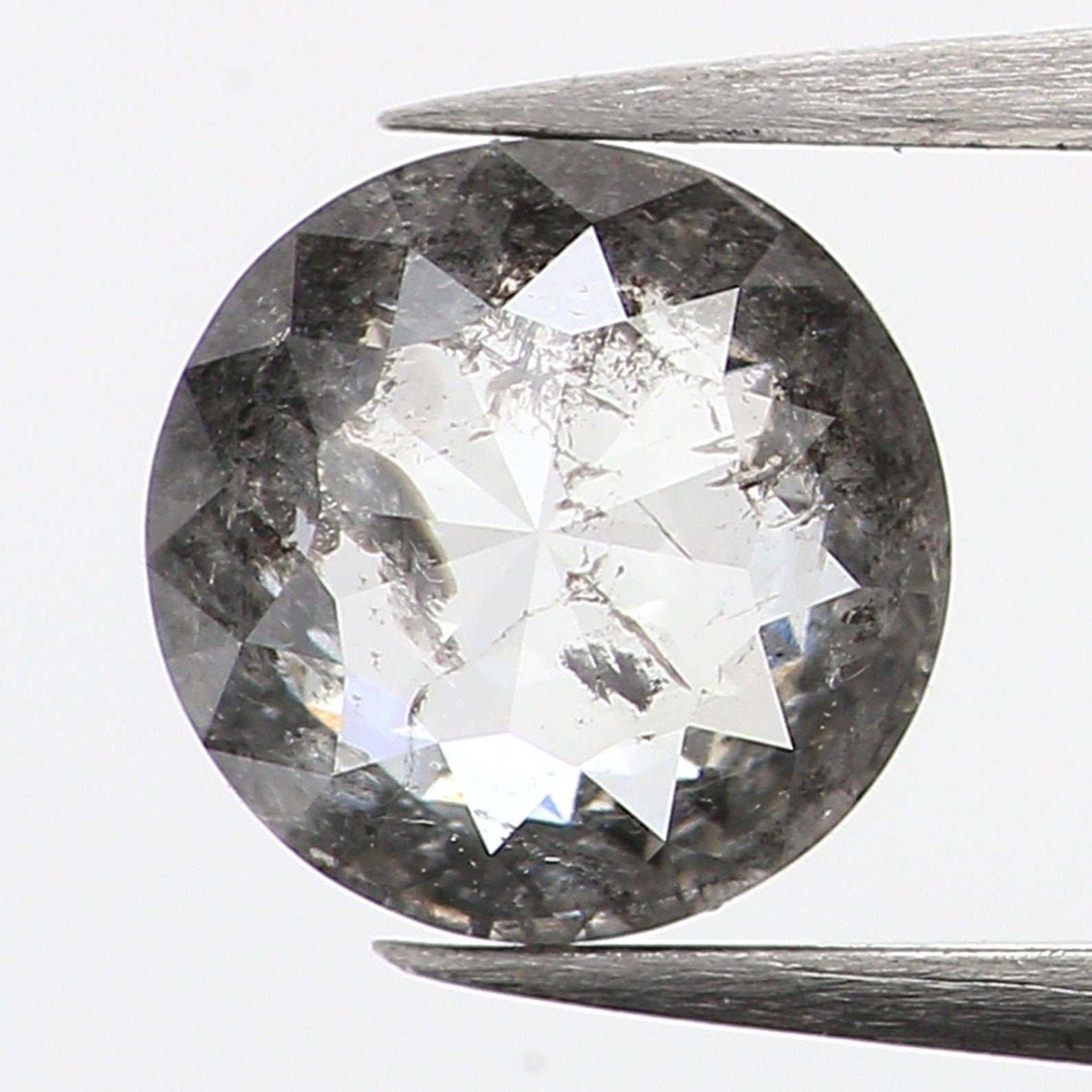 0.57 Ct Natural Loose Diamond Round Rose Cut Diamond Black Etsy