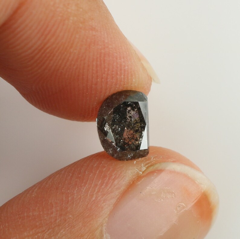 0.85 Ct Natural Loose Diamond Heart Black Grey Color I2 Clarity 6.40 MM N7701