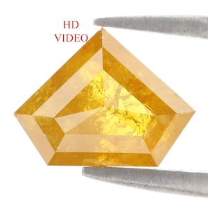 Diamante suelto natural de 3,24 quilates, forma de escudo, color amarillo, talla escudo, diamante suelto natural de 8,40 mm, talla escudo, diamante rosa, QL9780