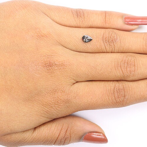 Natural Loose Pear Salt And Pepper Diamond Black Grey Color 0.42 CT 6.10 MM Pear Shape Rose Cut Diamond shops KR2393