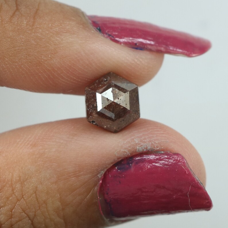 2.14 Natural Loose Diamond Hexagon Brown Color I3 Clarity 7.80 MM KR2102