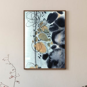 Grey Blue Wall Decor Abstract Canvas Art Print, Sea Nature Inspired Wall Art, Abstract Painting, Abstract Living Room Art, Print on Canvas