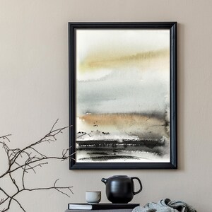Minimalist Canvas Landscape Print, Neutral Nature Watercolor Painting Artwork, Large Wall Decor Prints, Boho Wall Art, Nature Canvas Print