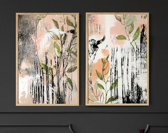 Abstract Canvas Prints 2 Set, Modern Abstract Wall Decor, Living Room Wall Art, Neutral Textured Abstract Art, Canvas Prints Wall Hangings