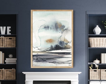 Abstract Nature Painting, Canvas Art Print, Neutral Tones Abstract Print, Watercolor Painting, Large Sizes Framed and Unframed Prints Decor