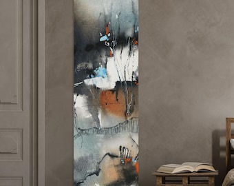 Long Vertical Wall Canvas Art Print, Abstract Painting, Stairwell Wall Decor, Abstract Painting, Tall Wall Decor, Narrow Art Print on Canvas