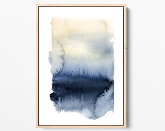 Abstract Blue Landscape Painting, Canvas Art Print, Abstract Nature Wall Art, Landscape Art Print, Minimalist Wall Art, Large Sizes Print