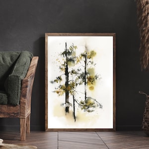 Pine Tree Wall Print, Nature Wall Art Print, Canvas Art, Watercolor Forest Painting, Evergreen Print, Landscape Tree Art, Wall Decor Prints