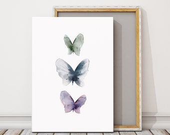 Pastel Butterflies Canvas Print, Butterfly Art, Watercolor Painting, Minimalist Wall Art, Pastel Colors Wall Decor, Butterfly Painting Art