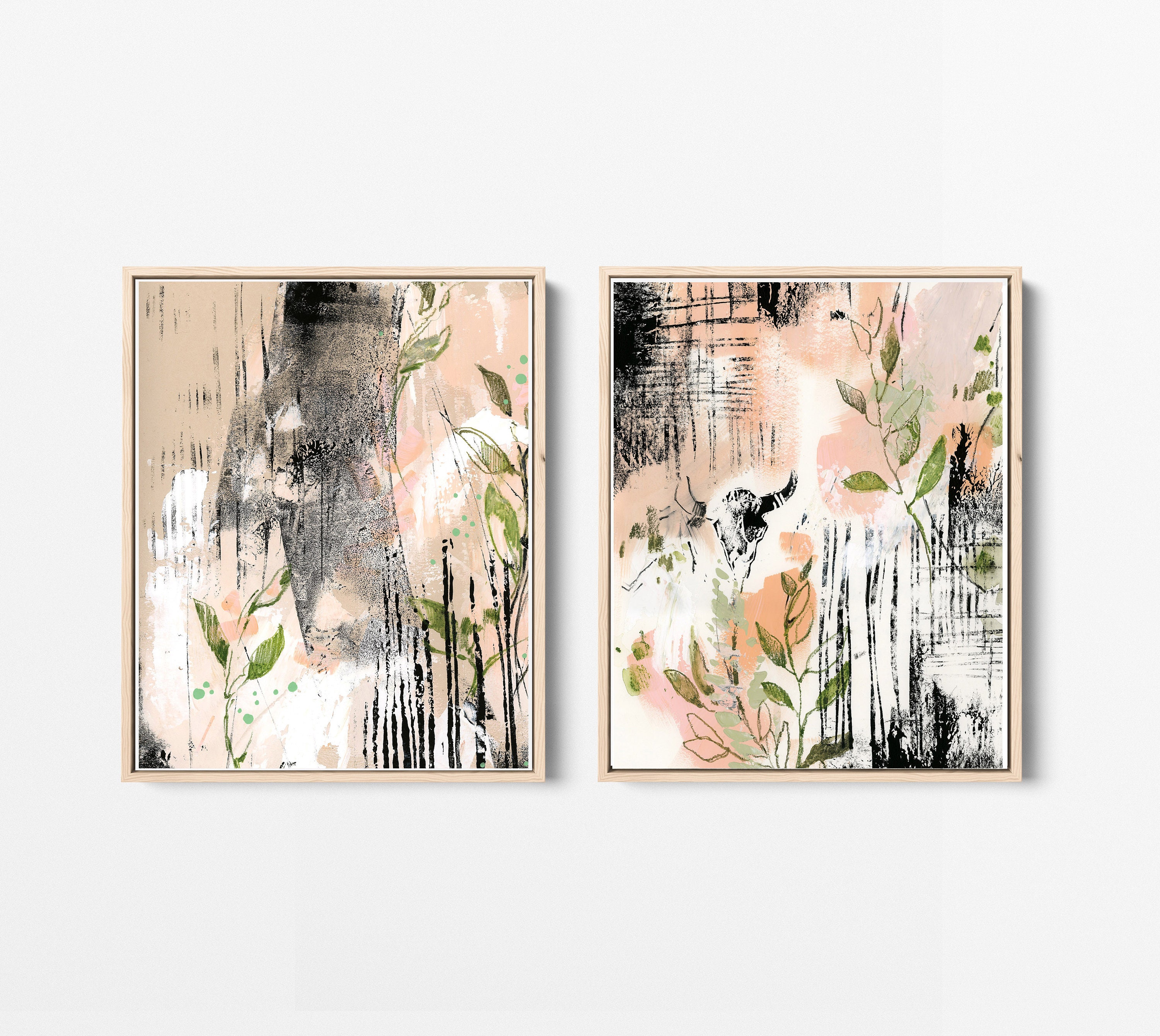 Abstract gallery wall set of 2 canvas art prints abstract | Etsy