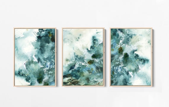 Abstract Sea Waves Painting 3 Canvas Art Prints Set Gallery | Etsy