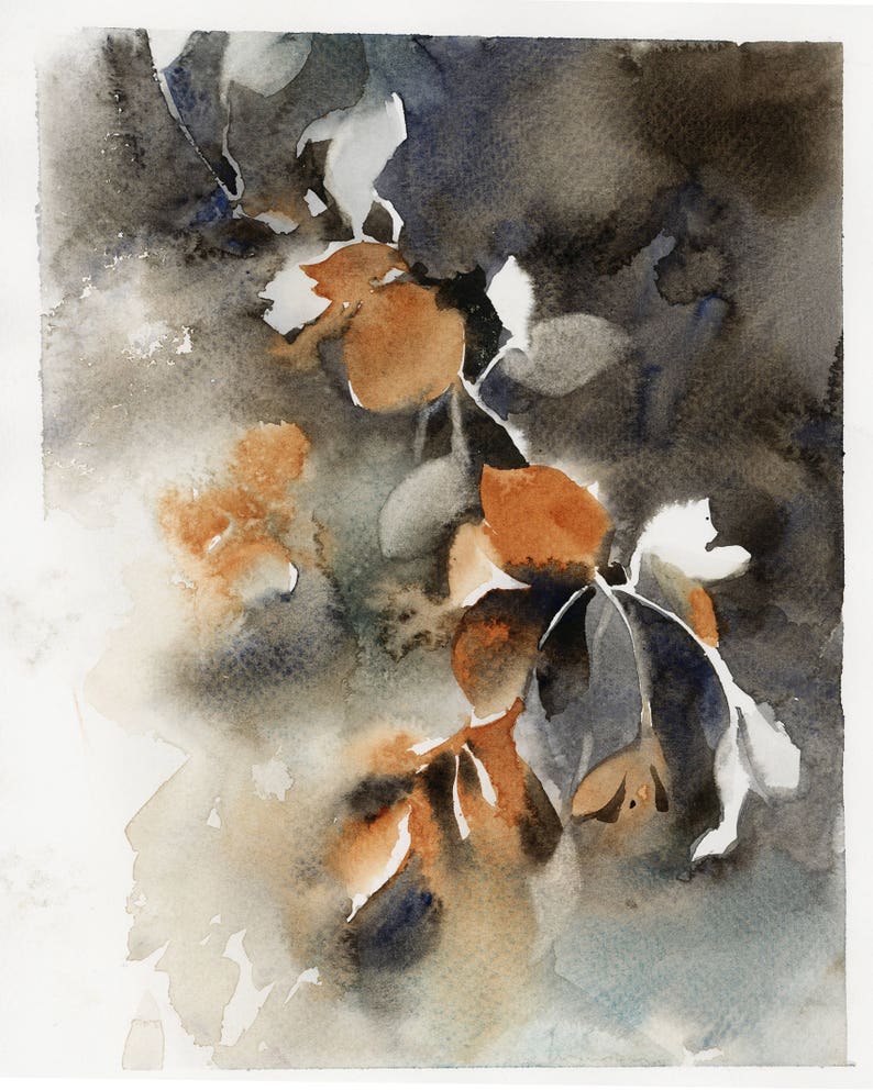 Peinture laquarelle originale botanique abstraite Peinture laquarelle originale botanique abstraite