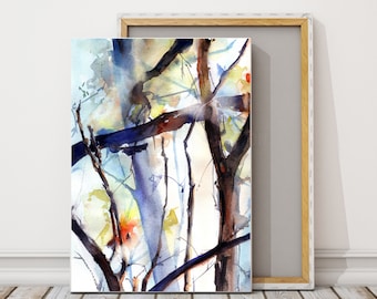 Trees Painting Canvas Art Print, Landscape Nature Wall Art, Print in Canvas Nature Abstract Art, Large Wall Prints, Forest Wall Hanging Art