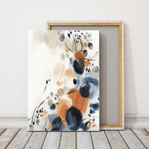 Burnt Orange and Dark Blue Abstract Print Wall Decor, Abstract Painting, Canvas Art Print, Print on Canvas Gallery Wrapped, Framed Print