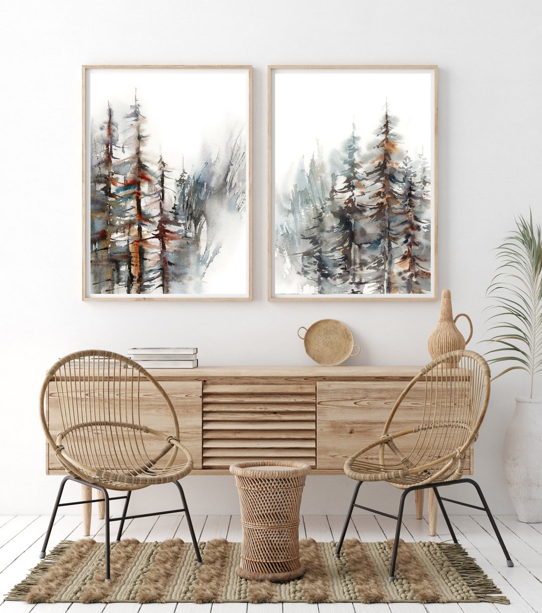 Pine Tree Forest 2 Canvas Art Prints Nature Wall Decor, Abstract Nature ...