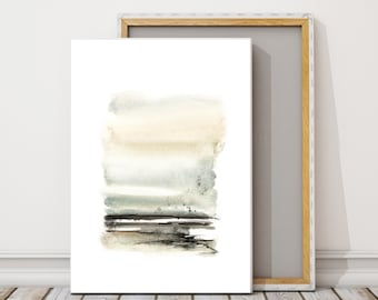 Abstract Landscape Canvas Print, Neutral Pastel Tones Painting, Abstract Nature, Print on Canvas, Minimalist Wall Art Decor, Office Wall Art