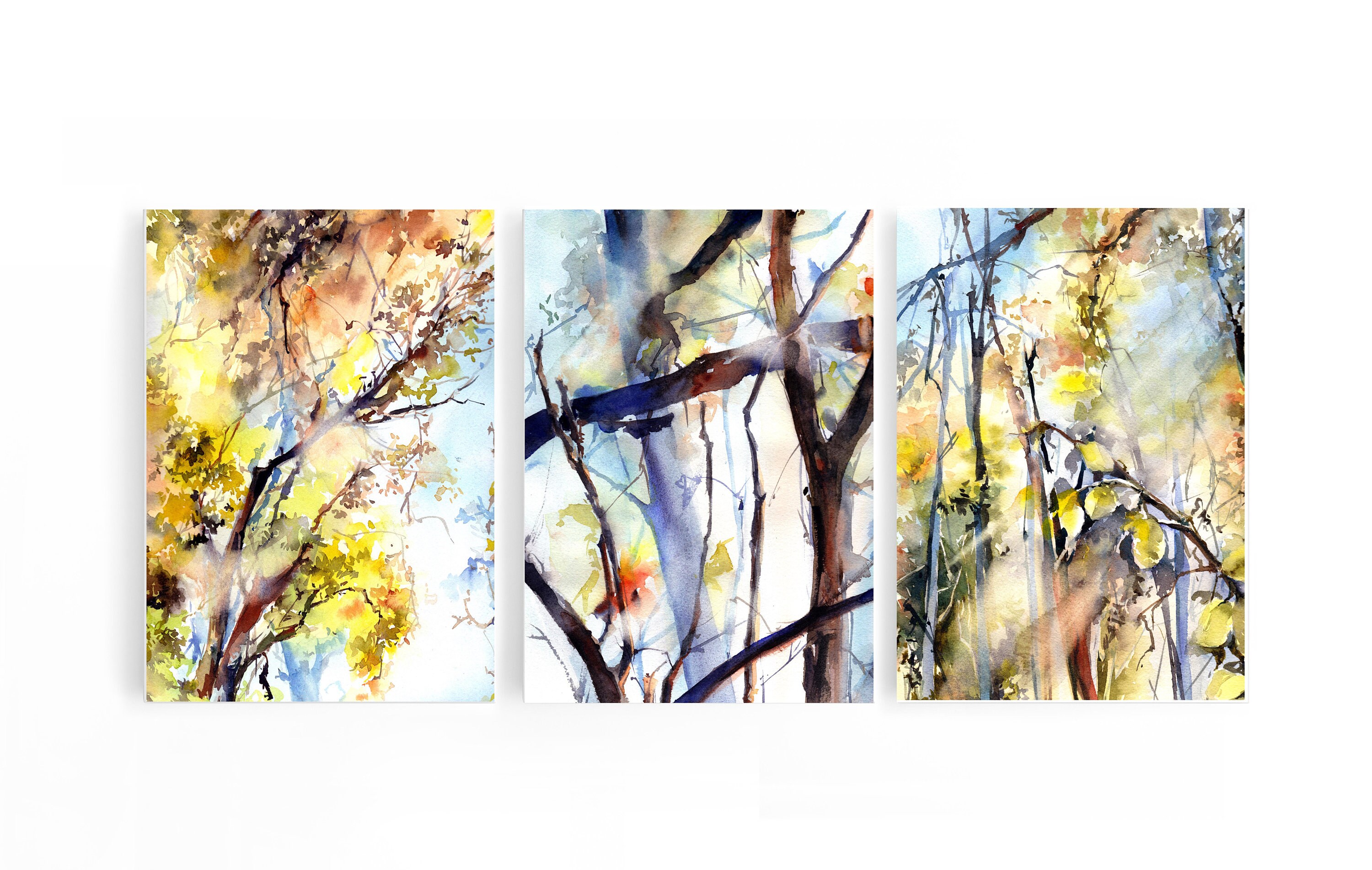 Abstract Forest and Trees Painting 3 Canvas Art Prints Set | Etsy