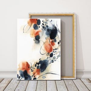 Burnt Orange and Dark Blue Abstract Painting Wall Decor, Abstract Canvas Art Print, Living Room Wall Art, Print on Canvas Gallery Wrapped