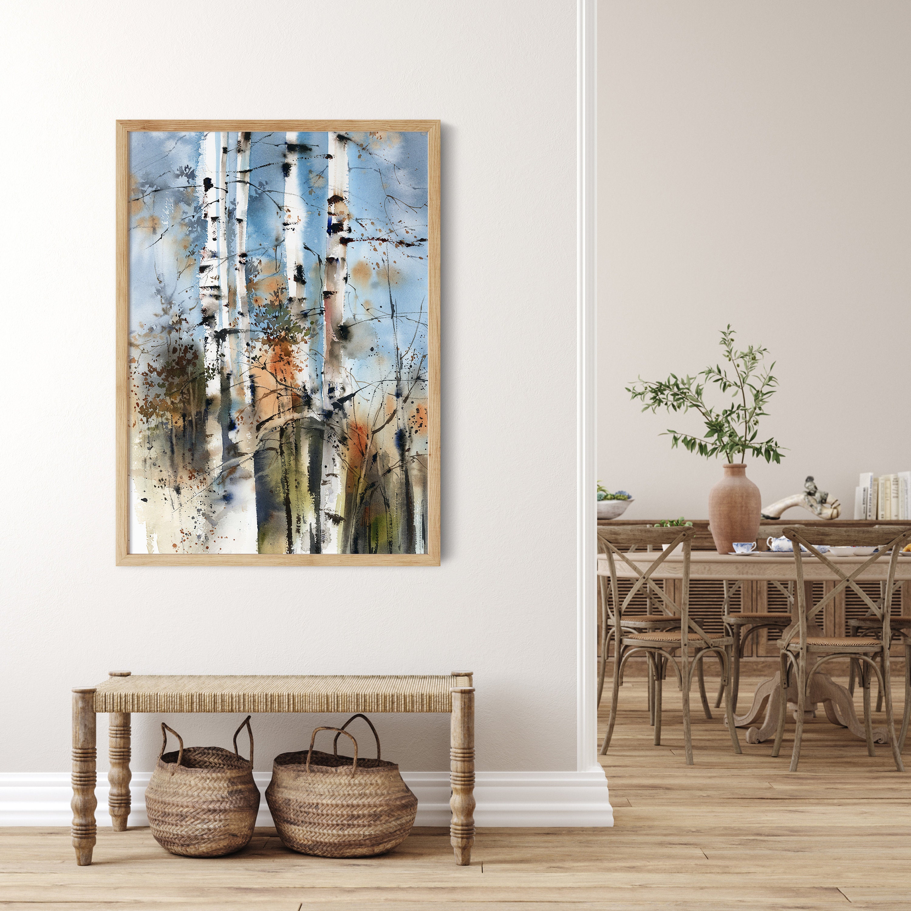 Birch Trees Wall Print, Forest Wall Art, Nature Canvas Art Print ...