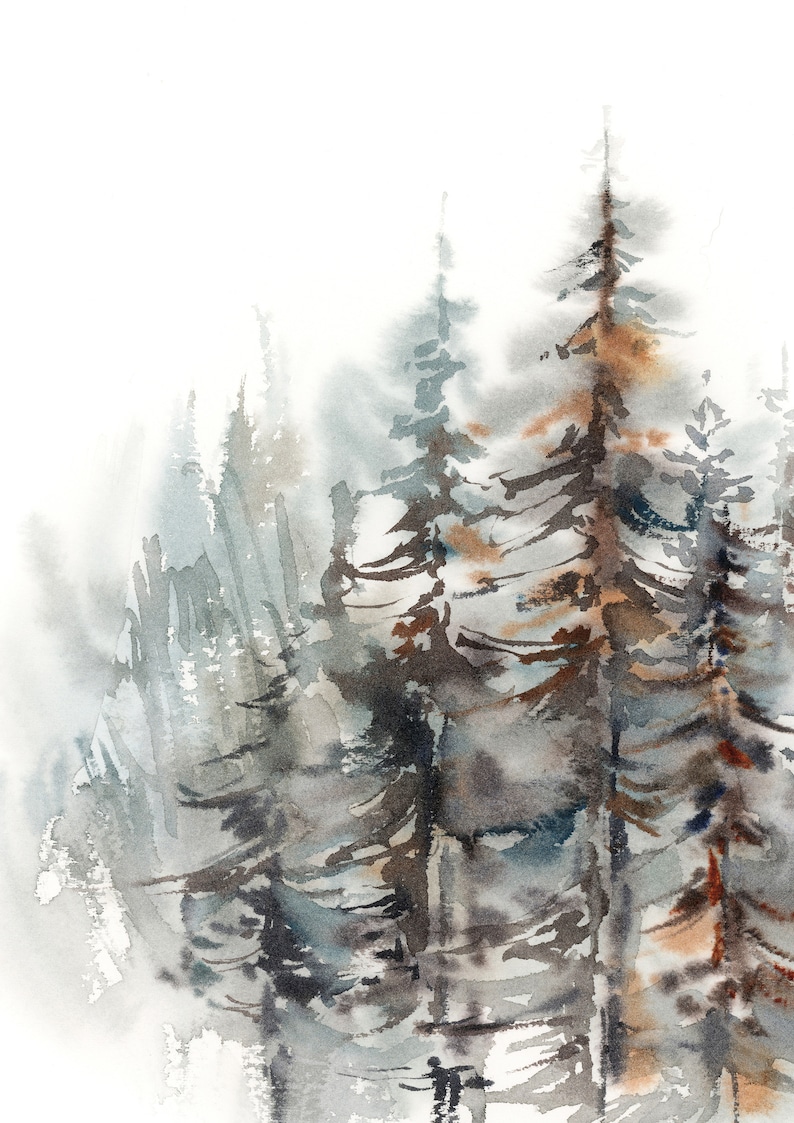 Landscape Painting Canvas Art Print Pine Tree Forest Wall - Etsy