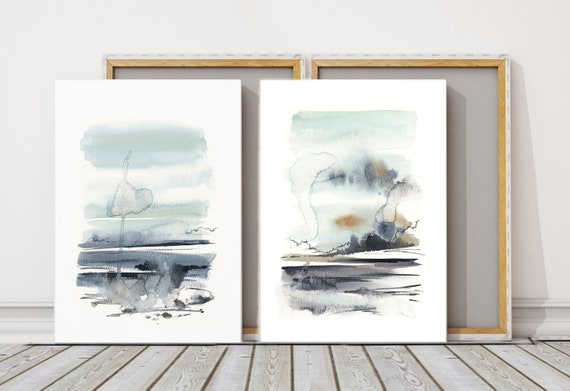 Looife Abstract Canvas Wall Art 3 Pieces 30x40 Inch Light Blue and White  Painting Creative Picture Prints Canvas Wall Decor Ready to Hang
