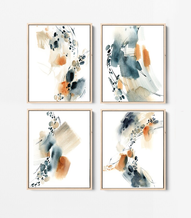 Abstract Painting Set of 4 Gallery Wall Art Canvas Art Etsy
