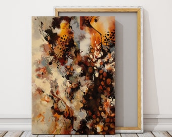 Abstract Canvas Art Print in Earthy Terracotta and Orange Colors, Abstract Painting, Fine Art Print on Canvas, Abstract Art, Boho Wall Decor