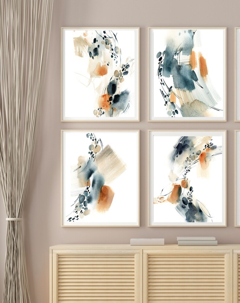 Abstract Painting Set of 4 Gallery Wall Art Canvas Art Etsy