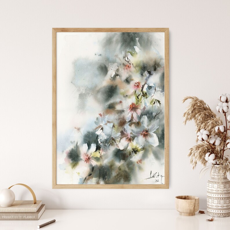 ORIGINAL Watercolor Painting Almond Flowers Painting - Etsy