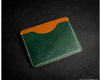 Green Vegetable Tan leather pocket card wallet