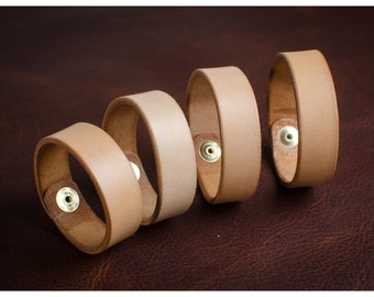 Manchette/bracelet en cuir bronzé végétal naturel - différentes tailles sur commande