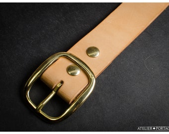 Custom vegetable tan leather belt 1.5" / 38mm wide - Personalized made To Order