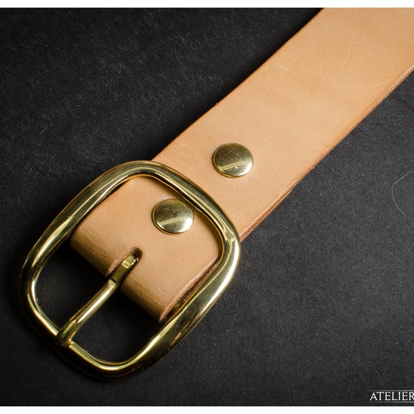 Custom vegetable tan leather belt 1.5" / 38mm wide - Personalized made To Order