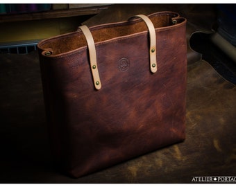 Custom Leather Market Tote Shoulder Bag - Made To Order