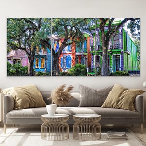 Esplanade New Orleans Architecture Triptych Canvas Wall Art