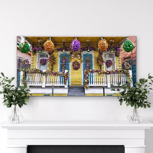 New Orleans Carnival Time Art: French Quarter Architecture, Deep Wood Panel
