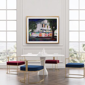 New Orleans Moonlight Art Print: Mandinas Restaurant Acrylic Painting
