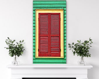 New Orleans Art RED SHUTTER NOLA French Quarter Doors Shutters Architecture New Orleans Photography Windows Cradled Wood Panel