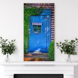 East Hampton Art ROOMS ON MAIN Blue Door  Architecture Photography New York Long Island Art Deep Cradled Wood Panel