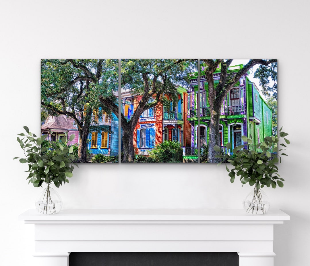 Triptych PAINTED LADIES of NOLA Wall Art Nola Artist Esplanade Architecture Travel Photography