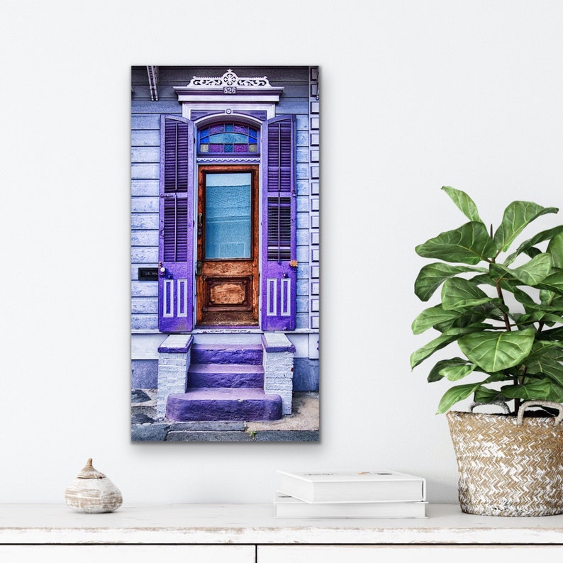 New Orleans Art PURPLE HAZE NOLA French Quarter Doors Architecture New Orleans Photography Louisiana Art Deep Cradled Wood Panel image 2