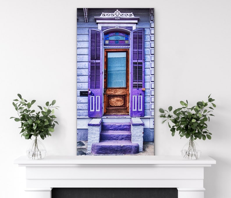 New Orleans Art PURPLE HAZE NOLA French Quarter Doors Architecture New Orleans Photography Louisiana Art Deep Cradled Wood Panel image 1