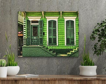 New Orleans Art FLAMINGO Nola French Quarter Architecture New Orleans  Photography Flags Louisiana Art Deep Cradled Wood Panel