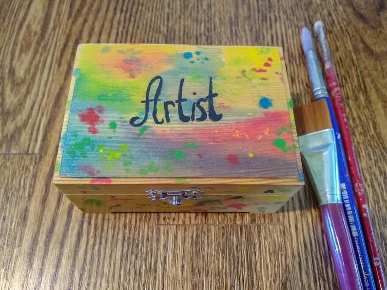 HandPainted Artist Paint Splatter Wooden Box Etsy
