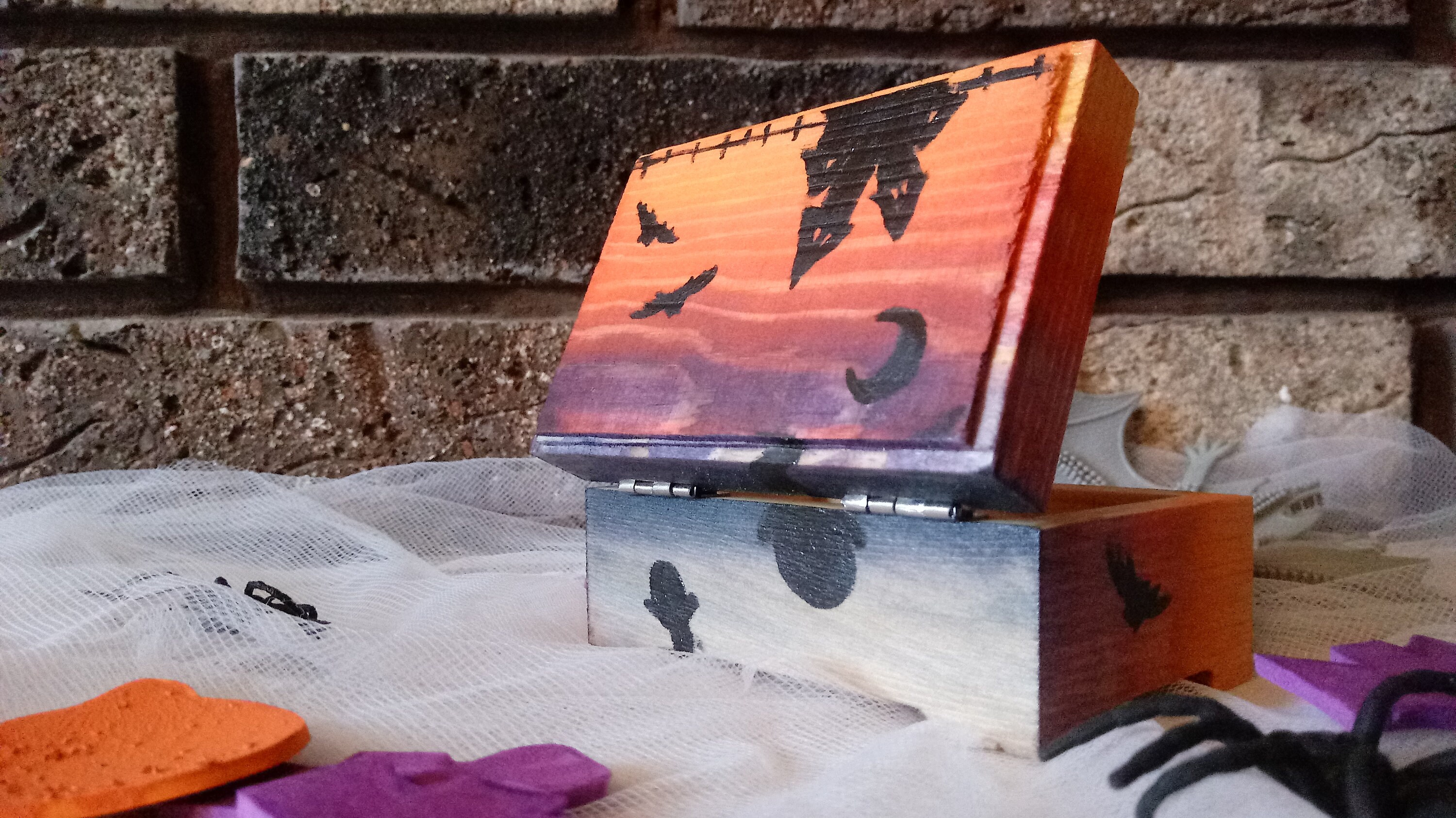 HandPainted Halloween Wooden Boxes Pumpkin Ghosts Haunted Etsy
