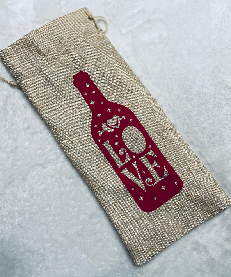 Wine Totes Burlap Wine Bag Valentine/'s Day Wine Gift Bags Reusable Wine Bag