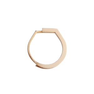 Small 14K Gold Squared Statement Minimalist Ring - Step Collection