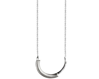 Half Circle 925 Pure Silver Large Geometric Minimalist Statement Necklace - Step Collection