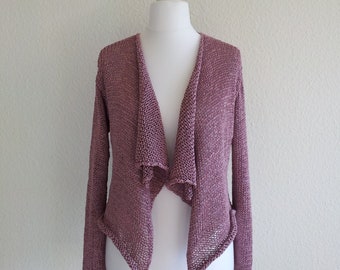 jeacara - Azusa jacket rosé - cardigan - ribbon yarn - cotton - linen