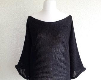 jeacara - Kati black - wide knitted sweater - cotton